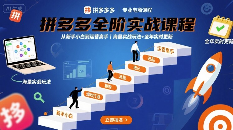 拼多多全阶实战课程,从新手小白到运营高手,海量实战玩法+全年实时更新【2025年10月更新】-卓别林资源社