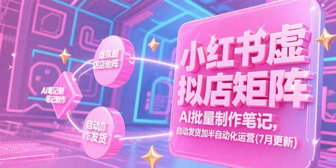 小红书虚拟店矩阵，AI批量制作笔记，自动发货加半自动化运营(7月更新-卓别林资源社