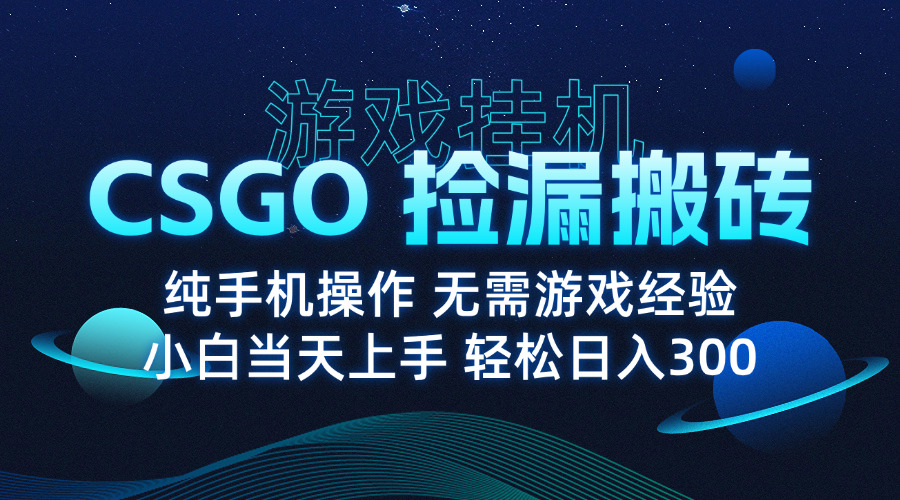 8月最新游戏搬砖，CSGO纯挂机，不需要玩游戏，实现真挂机，月入1W+-卓别林资源社