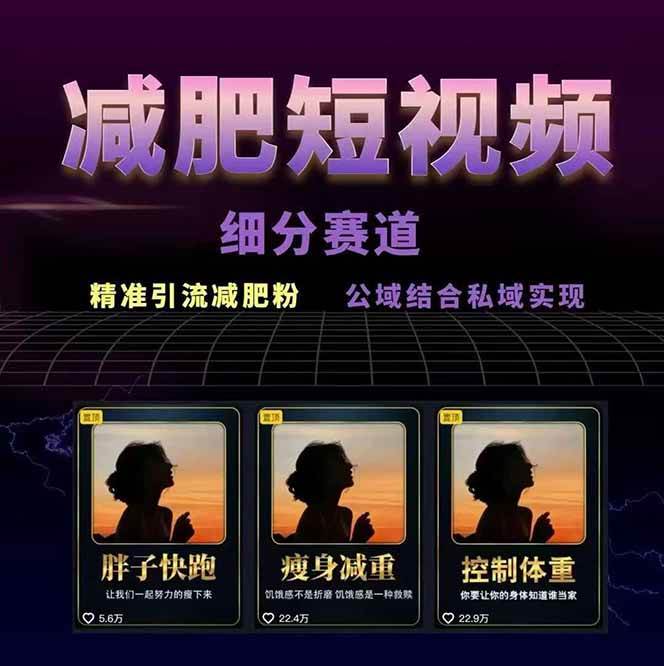 图片[2]-减肥短视频运营实战课：含素材制作、剪映教学，讲精准引流、变现设计与内容模板技巧-卓别林资源社