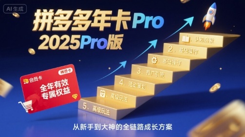 拼多多年卡2025Pro版，五大板块从认知到基础、从推广到活动、从活动到玩法-卓别林资源社