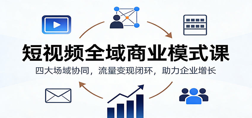 短视频全域商业模式课：四大场域协同，流量变现闭环，助力企业增长-卓别林资源社