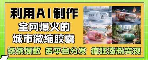 利用AI制作全网爆火的城市微缩胶囊，条条爆款， 多平台分发，疯狂涨粉变现-卓别林资源社