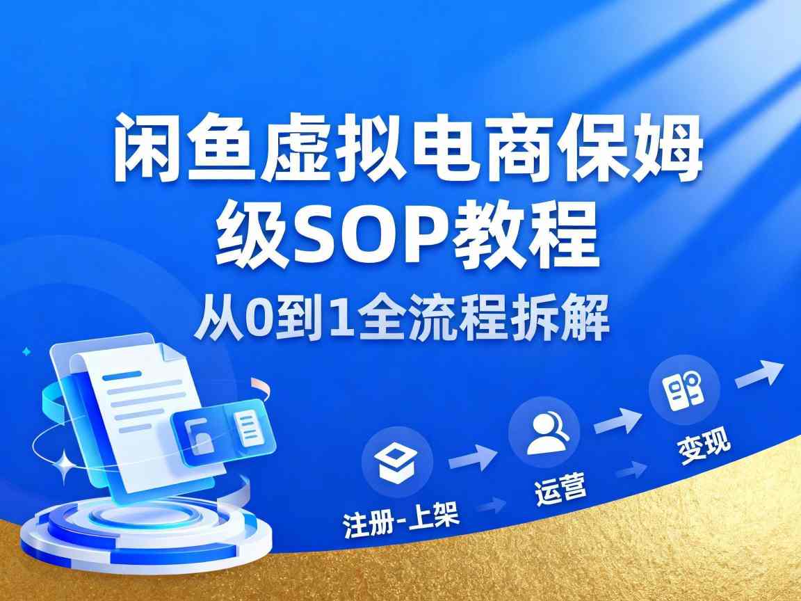 闲鱼虚拟电商，月入轻松过1W，保姆级SOP教程-卓别林资源社