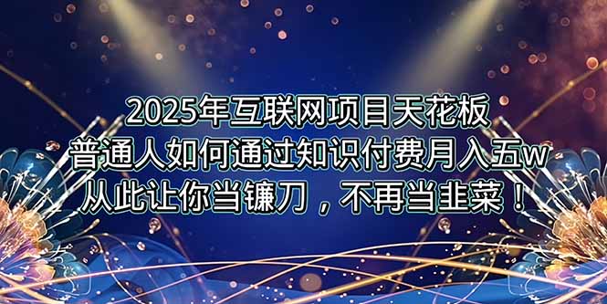 2025年互联网项目天花板，普通人如何通过卖项目实现逆风翻盘，月入5W＋！-卓别林资源社