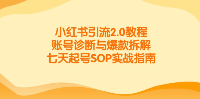 小红书引流2.0教程，账号诊断与爆款拆解，七天起号SOP实战指南-卓别林资源社