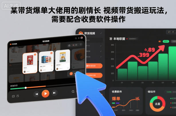 某带货爆单大佬用的剧情长视频带货搬运玩法，需要配合收费软件操作-卓别林资源社