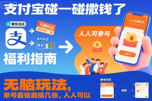 支付宝碰一碰撒钱了,无脑玩法,单号最低能搞几张,人人可以撸【揭秘】-卓别林资源社