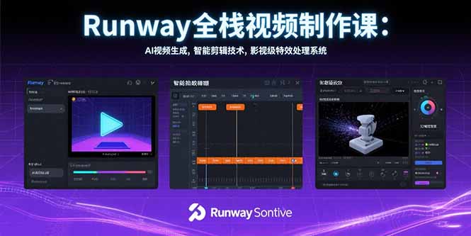 Runway全栈视频制作课：AI视频生成，智能剪辑技术，影视级特效处理系统-卓别林资源社