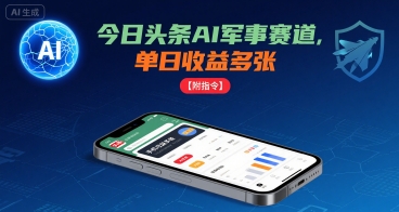 今日头条AI军事赛道，单日收益多张 ，手机可做【附指令】-卓别林资源社