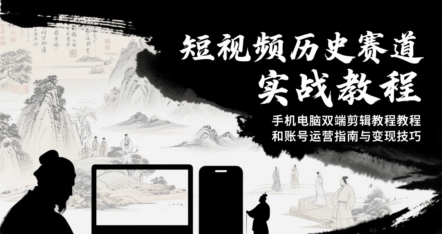短视频历史赛道实战教程，手机电脑双端剪辑教程和账号运营指南与变现技巧-卓别林资源社