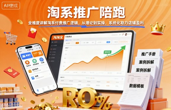 淘系推广陪跑，全维度讲解淘系付费推广逻辑，从理论到实操，系统化助力店铺盈利-卓别林资源社