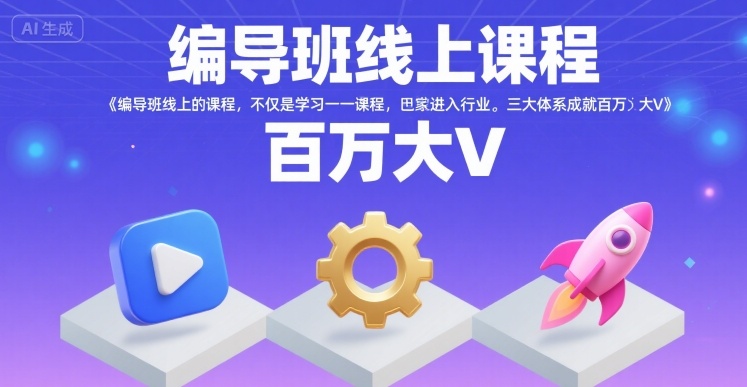 编导班线上课程，不仅是学习一门课程，更是进入一个行业，三大体系成就百万大V-卓别林资源社