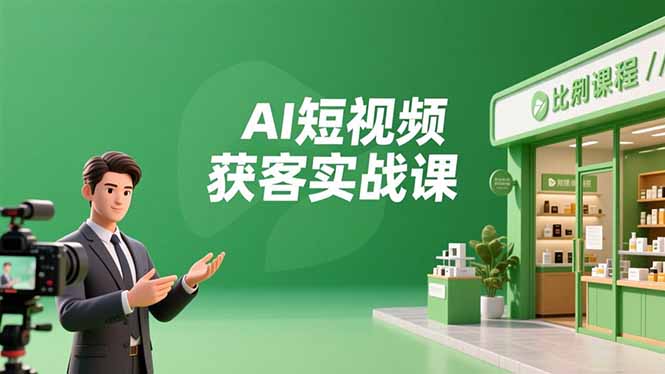 AI短视频获客实战课，数字人创作、实体行业应用、精准引流，30天获取客源月入6万+-卓别林资源社