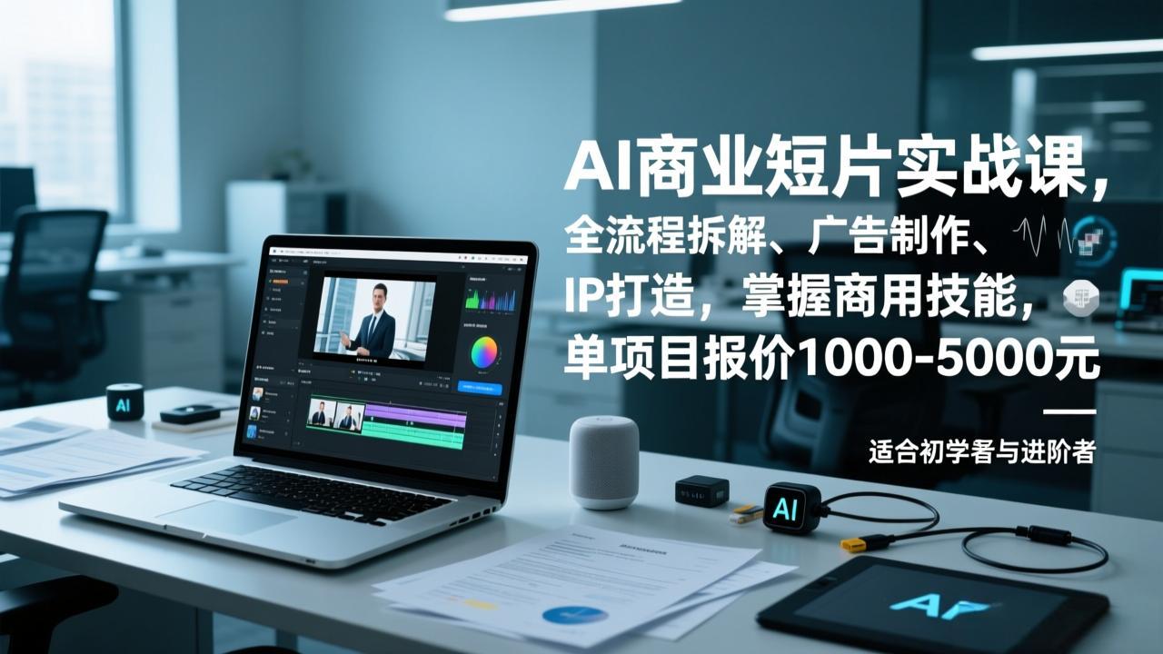 AI商业短片实战课，全流程拆解、广告制作、IP打造，掌握商用技能，单项目报价1000-5000元-卓别林资源社