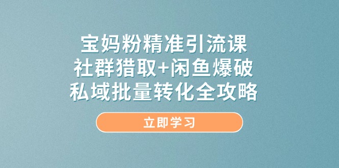宝妈粉精准引流课，社群猎取+闲鱼爆破，私域批量转化全攻略-卓别林资源社