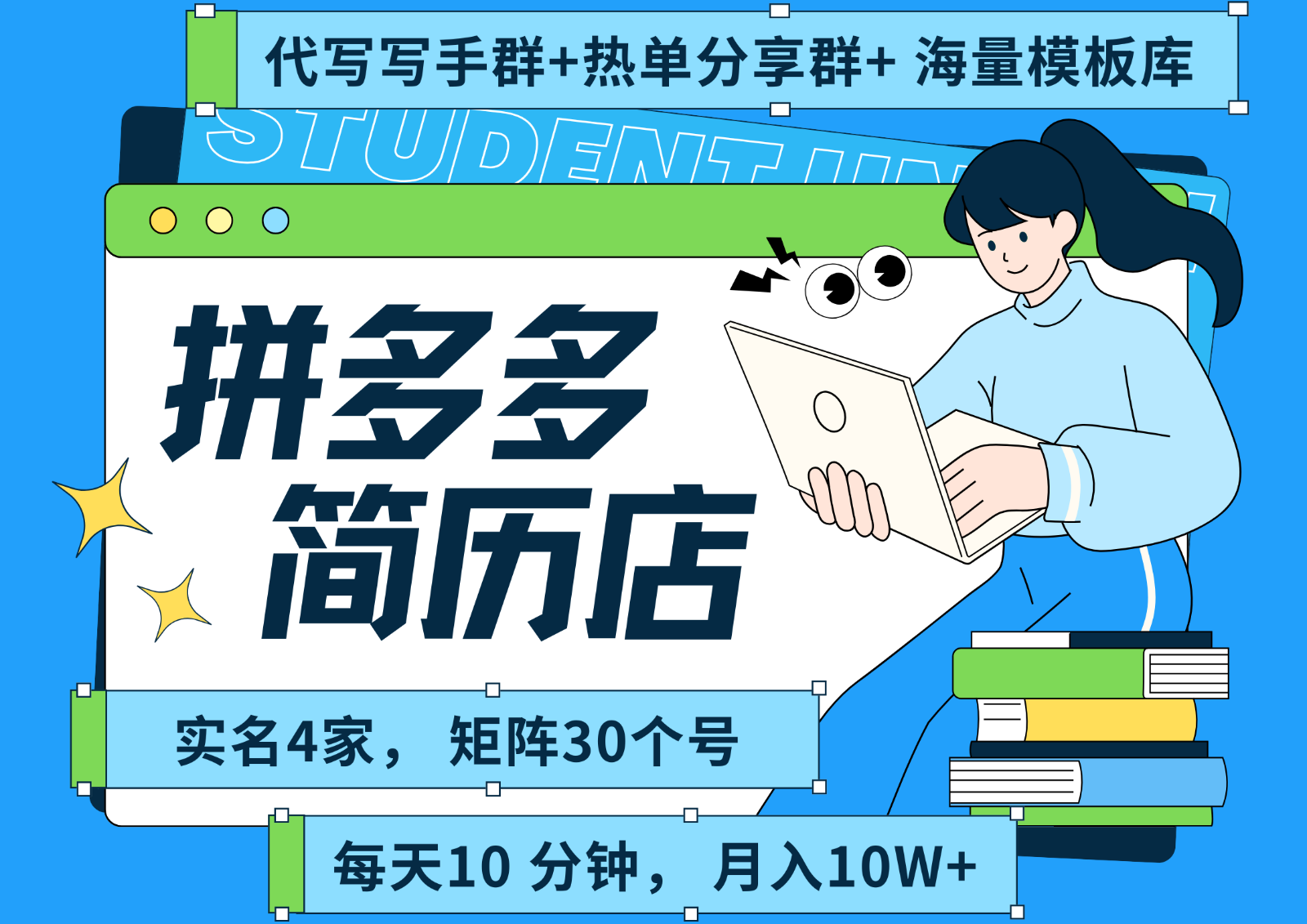 拼多多电商 拼多多 虚拟资料 简历 海报代写 全SOP流程 毫无保留分享(含后端资料)-卓别林资源社
