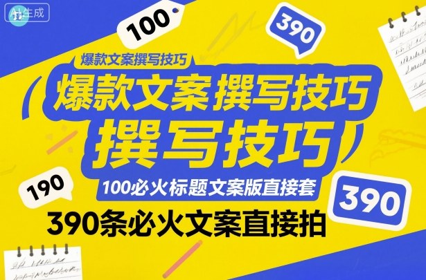 爆款文案撰写技巧,100个必火标题文案模版直接套,390条必火文案直接拍-卓别林资源社
