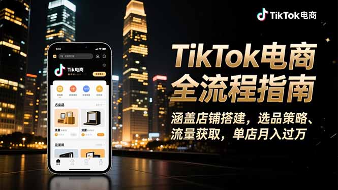 TikTok电商全流程指南,涵盖店铺搭建、选品策略、流量获取,单店月入过万-卓别林资源社