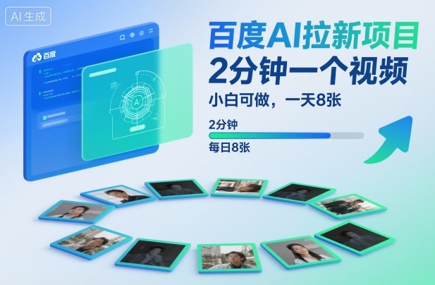 百度AI拉新项目，2分钟一个视频，小白可做，一天8张【附案例+保姆级教程】-卓别林资源社