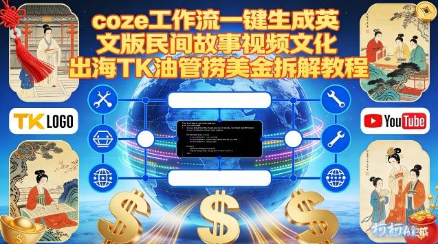 Coze扣子工作流一键生成英文版民间故事视频，文化出海TK油管捞美金拆解教程-卓别林资源社