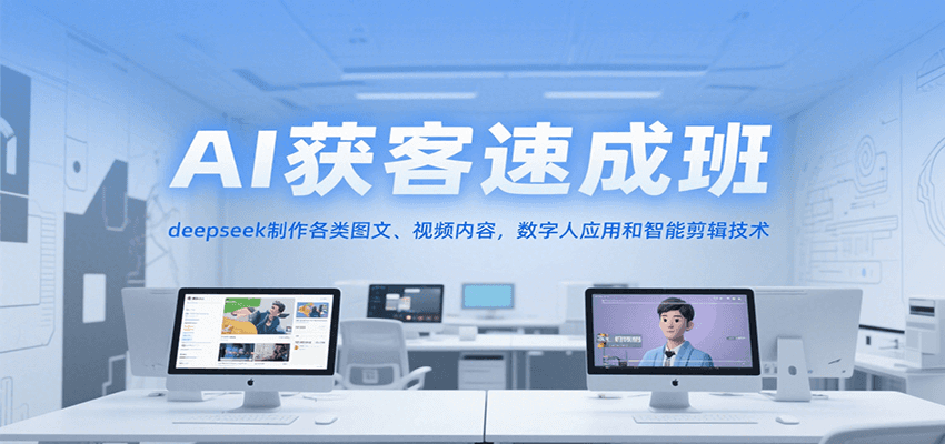 AI获客速成班，deepseek制作各类图文、视频内容，数字人应用和智能剪辑技术-卓别林资源社
