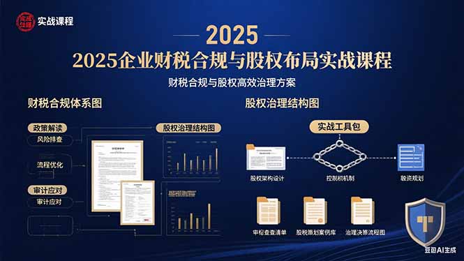 2025企业财税合规与股权布局的实战课程：财税合规与股权高效治理方案-卓别林资源社