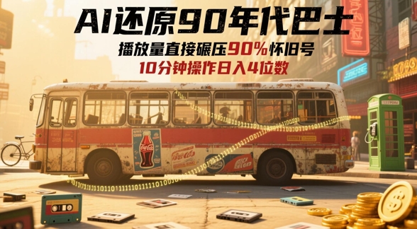 AI还原90年代巴士，一帧就让70后泪崩，播放量直接碾压90%怀旧号，每天操作十分钟，日入四位数-卓别林资源社