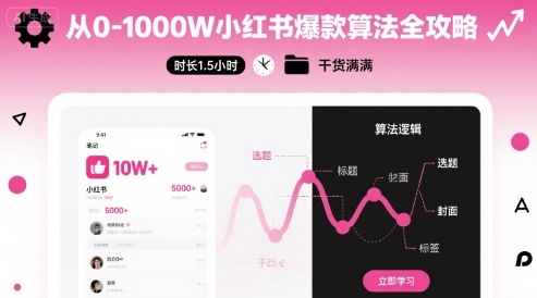 从0-1000W小红书爆款算法全攻略，时长1.5小时，干货满满-卓别林资源社
