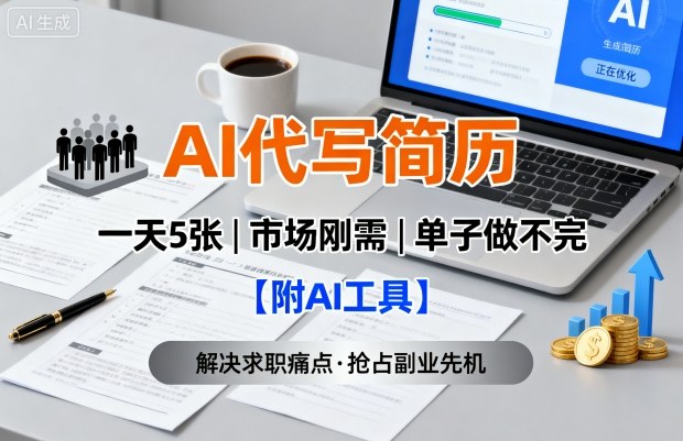 AI代写简历，一天5张，今年找工作难，市场刚需，单子做不完【附AI工具】-卓别林资源社