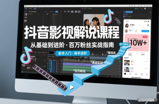 抖音百万粉丝影视解说课程，基础到进阶课，适合新手和进阶学习-卓别林资源社