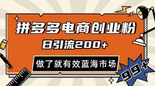拼多多引流电商创业粉，日引200+，可矩阵放大，做了就有效【揭秘】-卓别林资源社