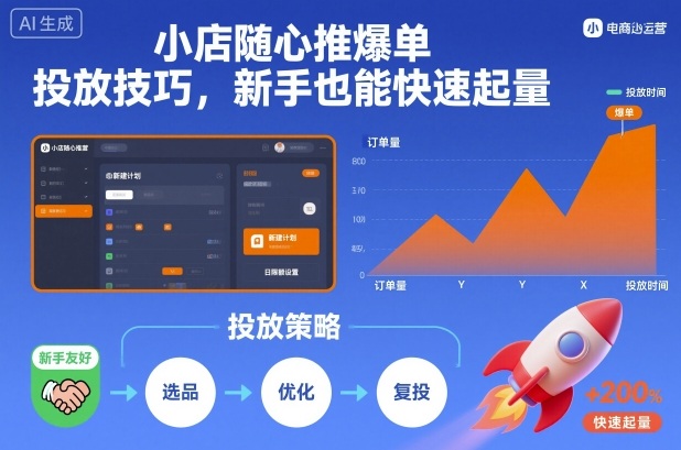 小店随心推爆单投放技巧，新手也能快速起量-卓别林资源社