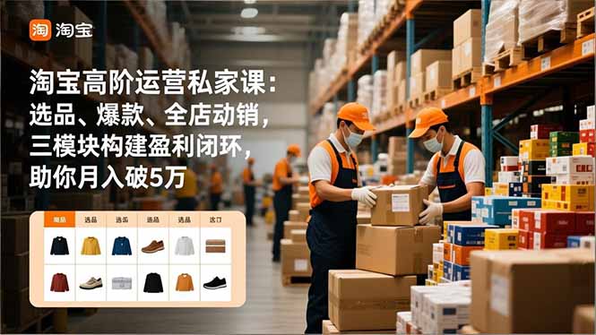 淘宝高阶运营私家课:选品、爆款、全店动销,三模块构建盈利闭环,助你月入破5万-卓别林资源社