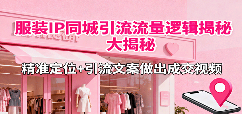 服装IP同城引流流量逻辑大揭秘，精准定位+引流文案做出成交视频-卓别林资源社