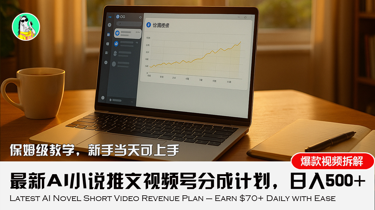 最新AI小说推文视频号分成计划，新手小白也能当天日入500+教程-卓别林资源社