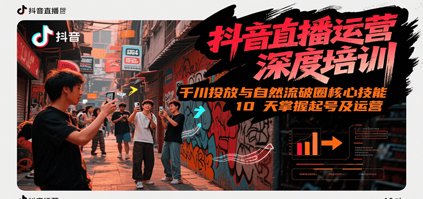 抖音直播运营深度培训，千川投放与自然流核心技能，10天掌握起号及运营(6-7月新课)-卓别林资源社