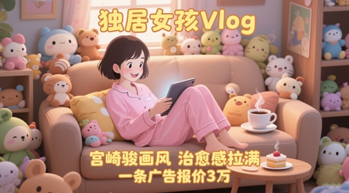 单个账号涨粉71W！用AI制作独居女孩Vlog，宫崎骏画风，治愈感拉满，一条广告报价3W-卓别林资源社