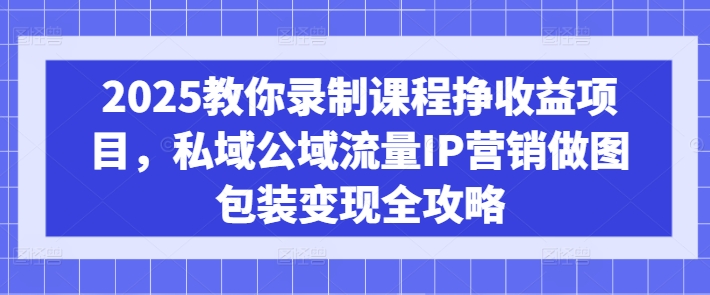 2025教你录制课程挣收益项目，私域公域流量IP营销做图包装变现全攻略-卓别林资源社