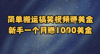 简单搬运搞笑视频挣美金，新手一个月入1k美金-卓别林资源社