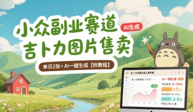 小众副业赛道 吉卜力图片售卖 单日2张+ AI一键生成【附教程】-卓别林资源社